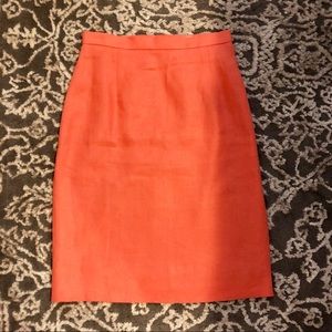 Neiman Marcus Coral Mid-Calf Length Pencil Skirt